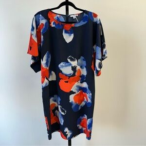 Halston Abstract Print Short Sleeve Shift Dress – Size S